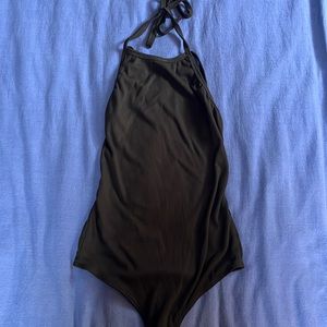 Halter neck backless bodysuit